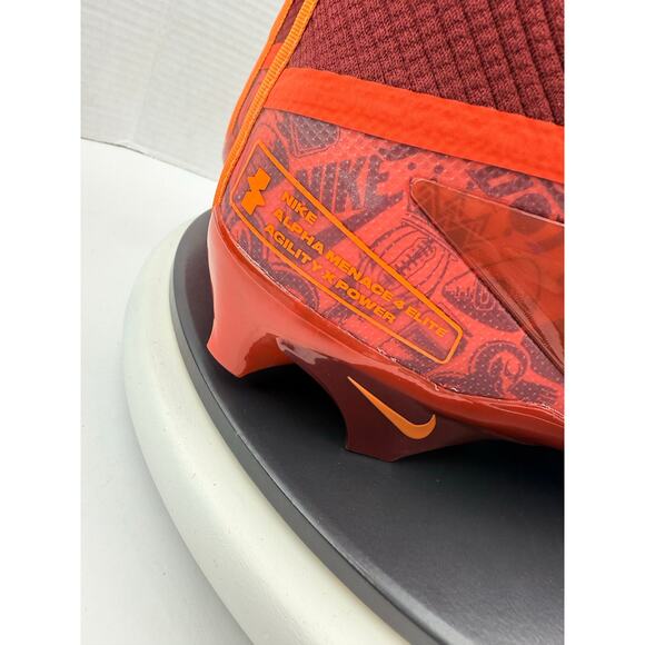 Nike Alpha Menace 4 Elite NRG Mens Sz 13 Orange Red Football Cleats FQ4046-600‎ main image 6